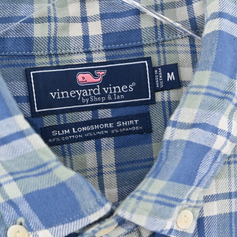 VINEYARD VINES Mens Plaid Shirt Size M Slim Longshore Blue Green Button Casual - Picture 6 of 11
